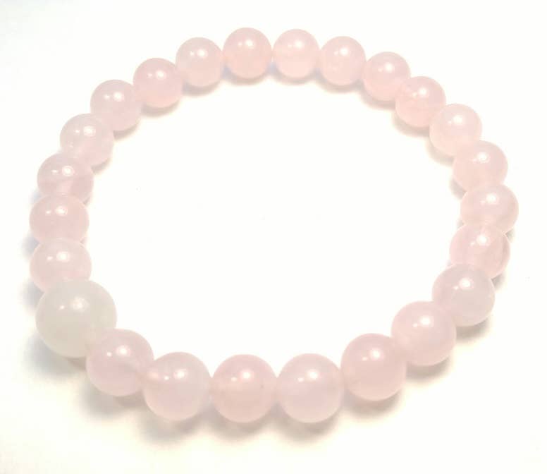 Long Size Rose Quartz Beaded Bracelet Wrist Mala 8mm