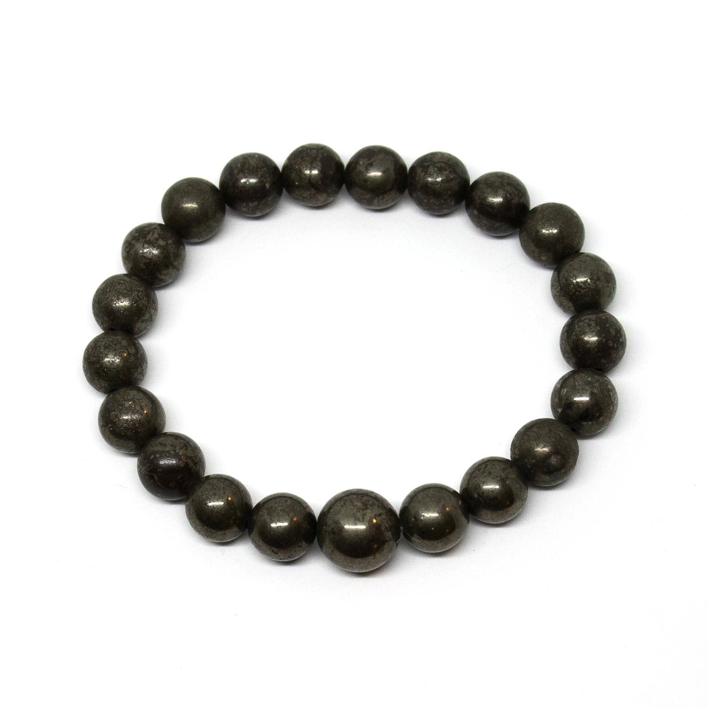 Long Size Pyrite Beaded Bracelet - Wrist Mala - 10mm