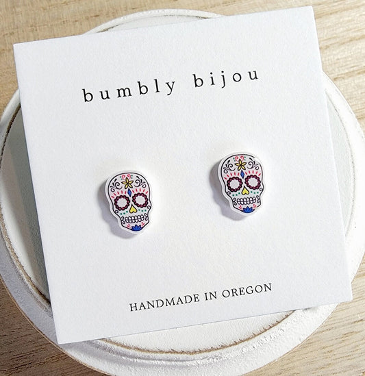 Sugar Skull Stud Earrings