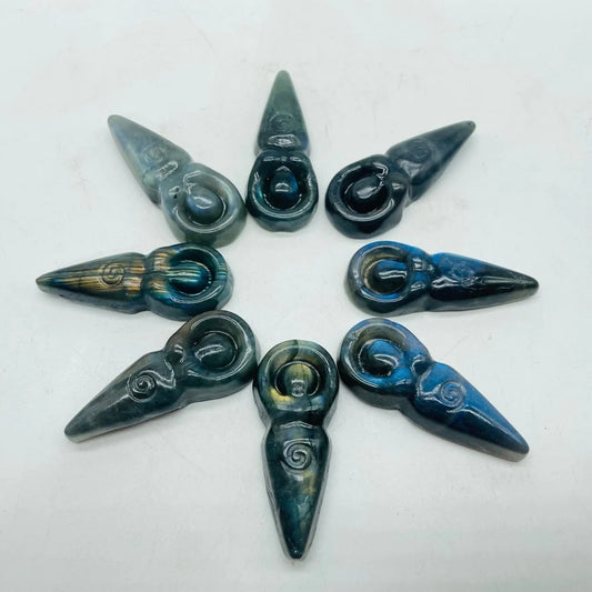 Labradorite Spiral Goddess Carving