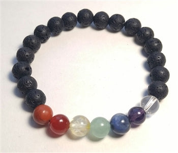 Lava Stone Chakra Bracelet - Wrist Mala - 8mm