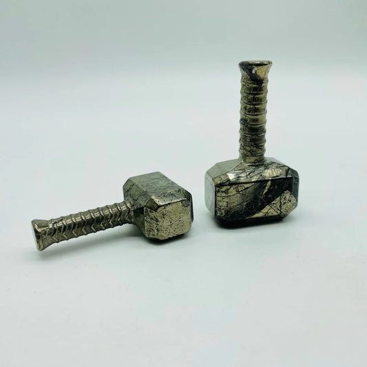 Pyrite Thor's Mjolnir Hammer Carving