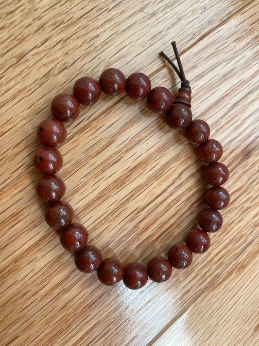 Red Lotus Seed Round Wrist Mala - Prayer Beads