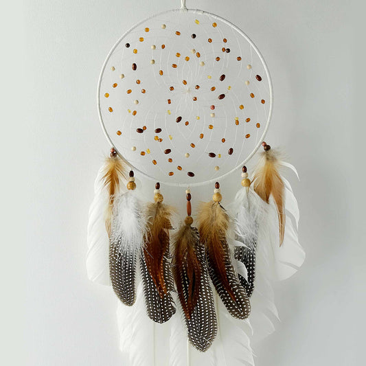 White Spirit Feather Dream Catcher